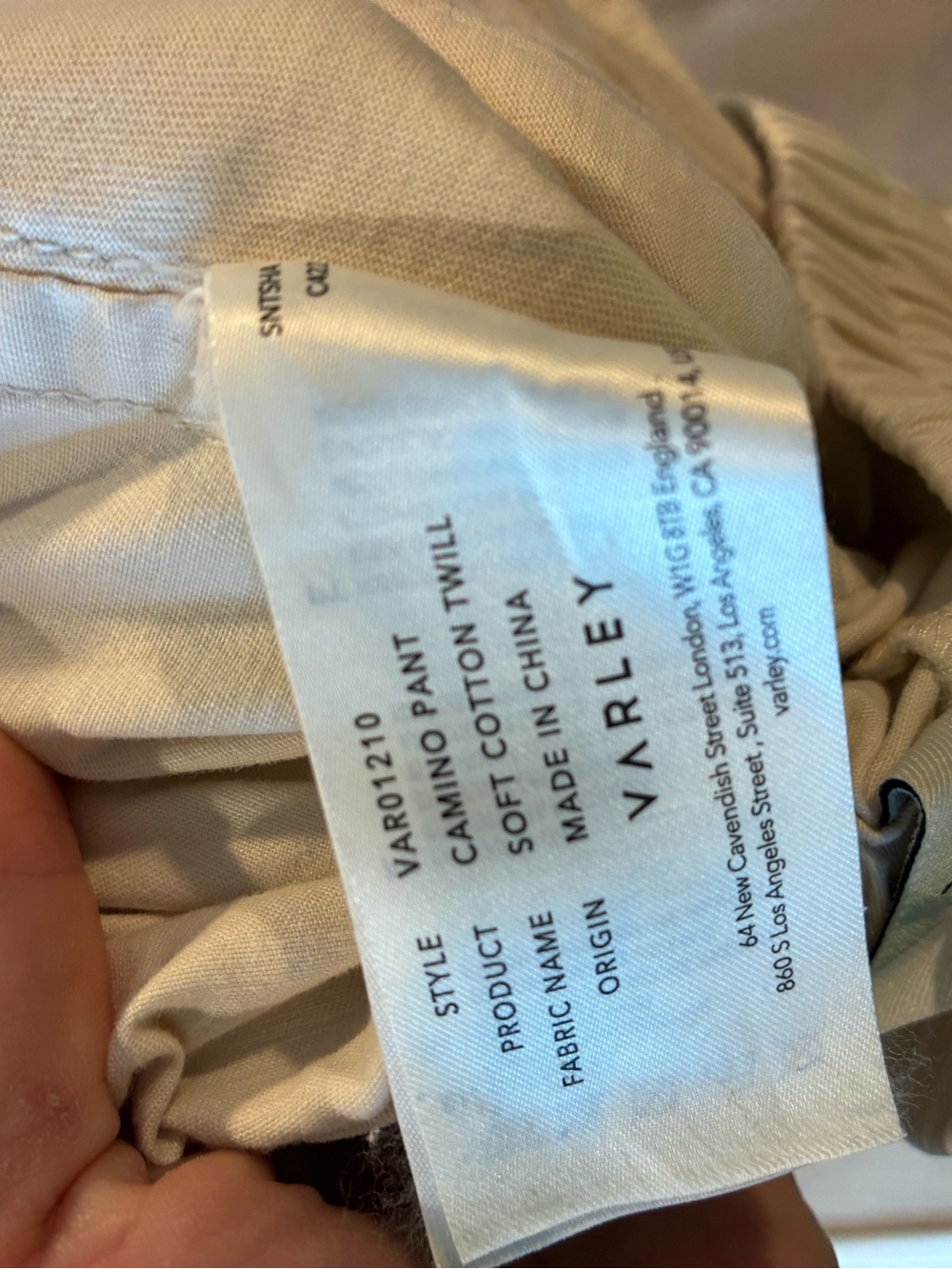 Varley Camino Pant Jogger soft cream cotton twill fabric gold zipper accents s - Picture 8 of 8